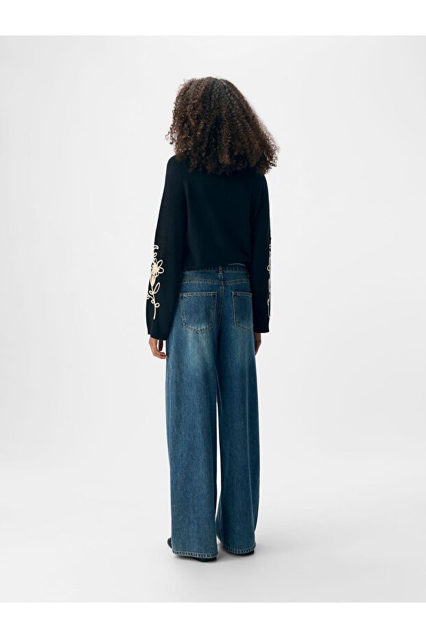 Wide Leg Jeans Bindegürtel - 3