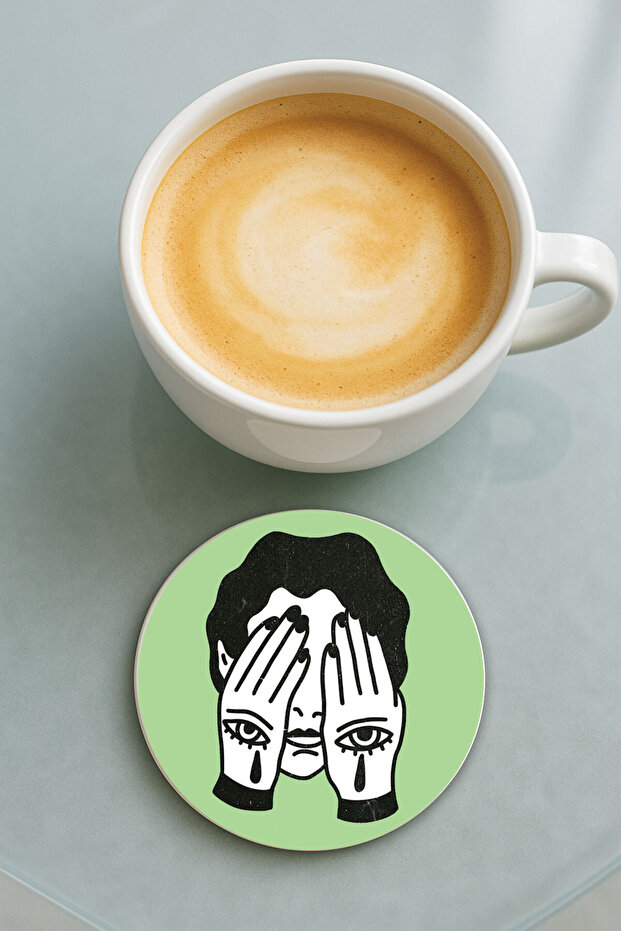 Round Plexiglass Coaster with Printed Pattern Single Evil Eye - 1