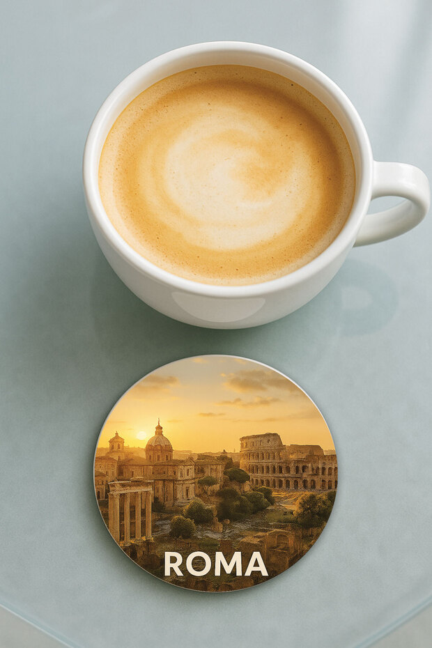 Round Plexiglass Coaster with Printed Pattern Single Roma - 1