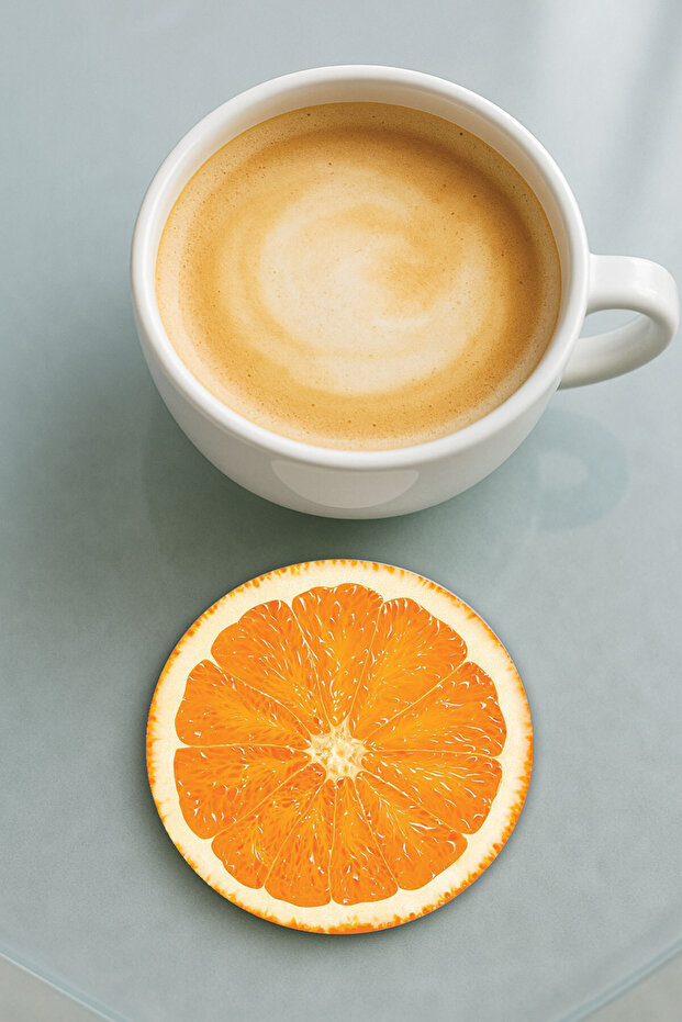 قاعدة كوب دائرية من البليكسي جلاس بنمط مطبوع باللون البرتقالي - 1