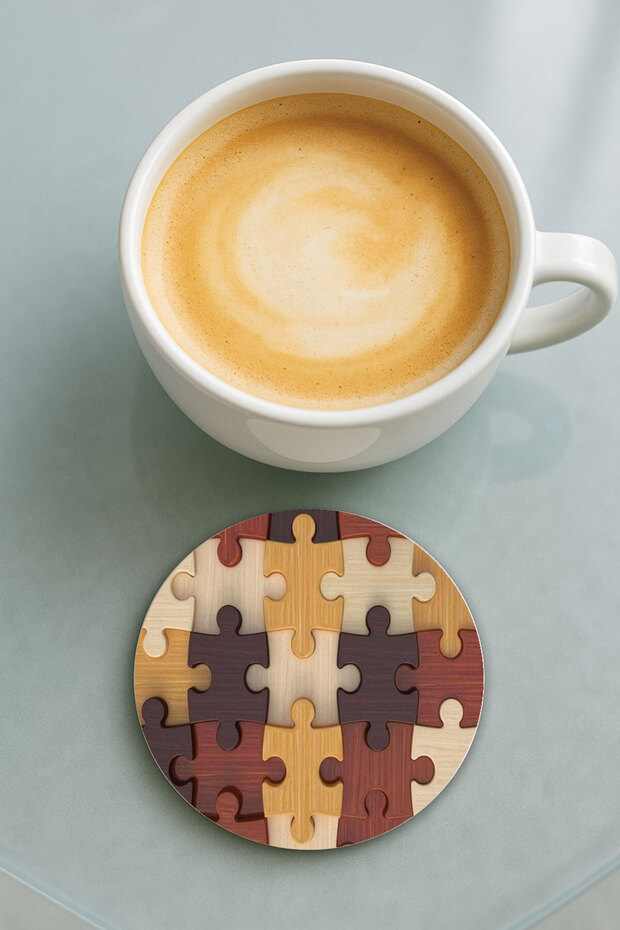 قاعدة كوب دائرية من البليكسي جلاس مع نمط مطبوع وصورة لغز فردية - 1