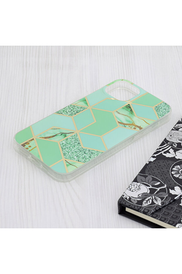 Husa iPhone 15 Plus Marble, Green Hex - 4