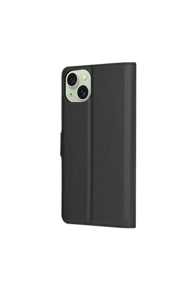iPhone 15 Plus Leather Folio Case, black - 3
