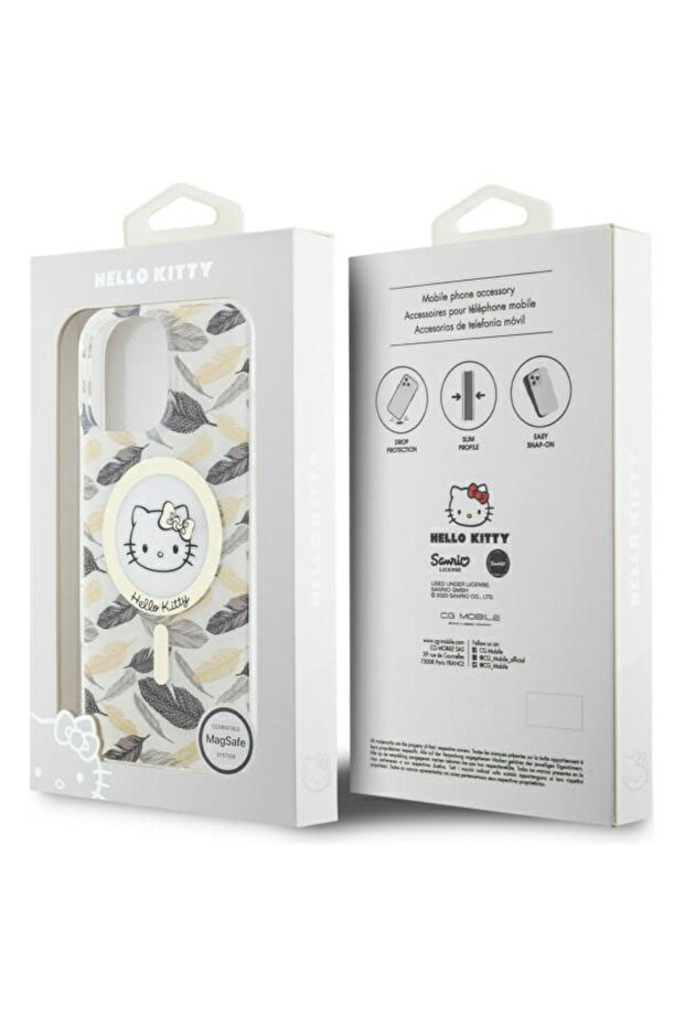Husa Hello Kitty iPhone 16 Pro Max Hardcase IML Golden Leaves MagSafe, alb, HKHMP16XHGLEH - 6