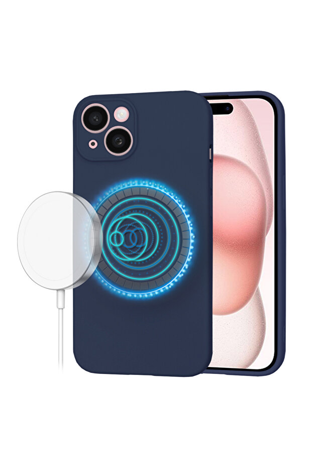 Husa silicon iPhone 15 SoftFlex MagSafe, bleumarin - 1