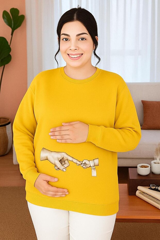 BASKILI HAMİLE SWEATSHIRT - 1