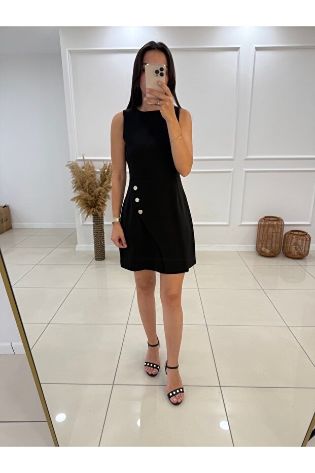 Düğmeli Elbise - 4