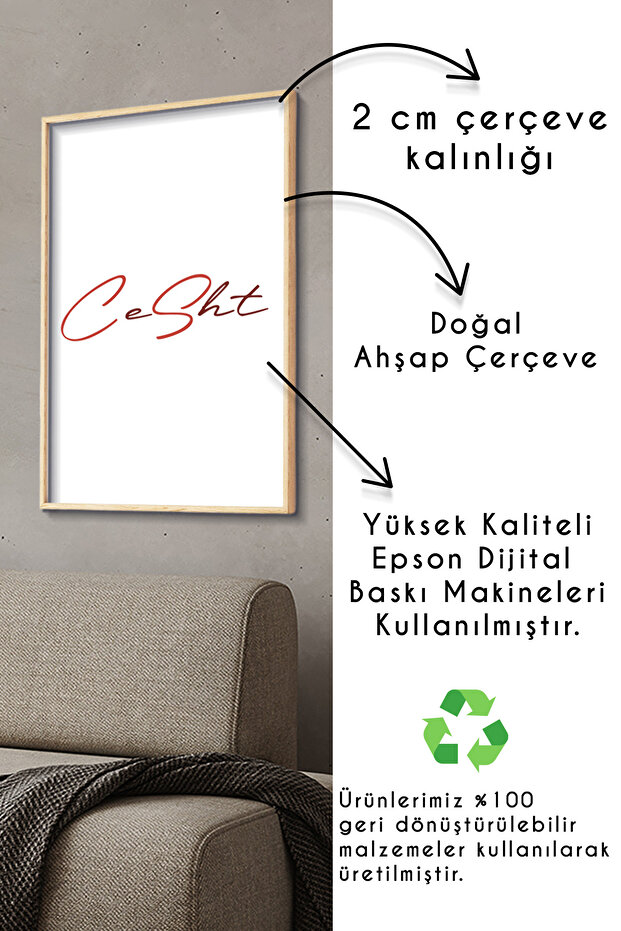 Yapraklar 3 Parça Ahşap Çerçeveli Tablo - 4