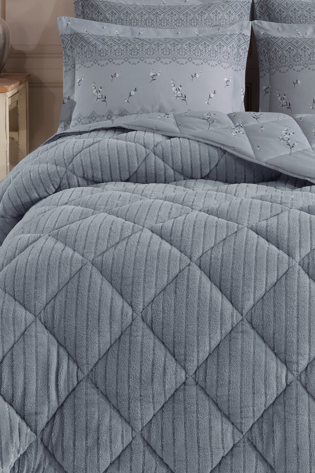 Otelonia Striped Jakarlı Wellsoft Tek Kişilik Uyku Seti Lastikli Çarşaflı 3 Parça