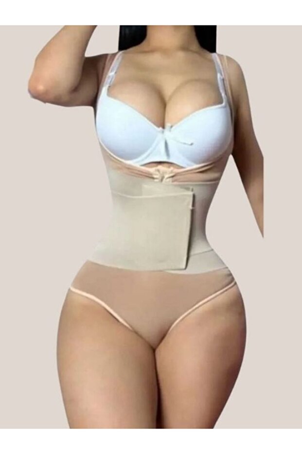 مشد الخصر على شكل ساعة رملية مع حزام (حمالات رفيعة)