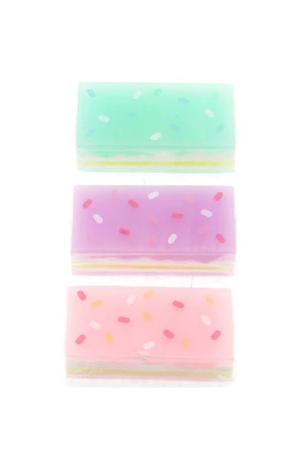 Micro 3-Piece Mousse Cake Eraser Set - Cute Cake Design Erasers