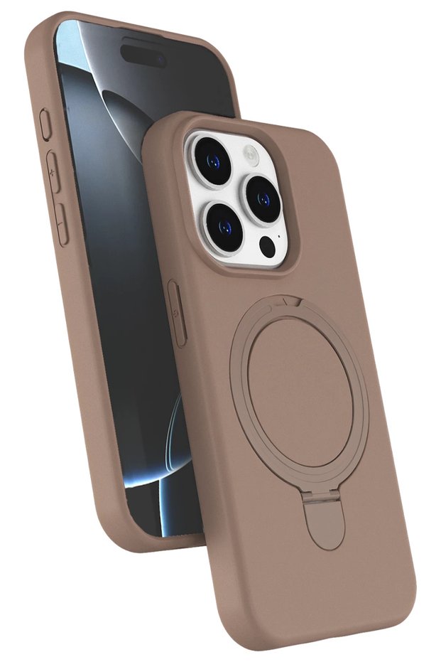 Apple iPhone 16 Pro Case with Magsafe Ring and Extra Stand, Velvet Inside, Soft Colored Silicone Cover