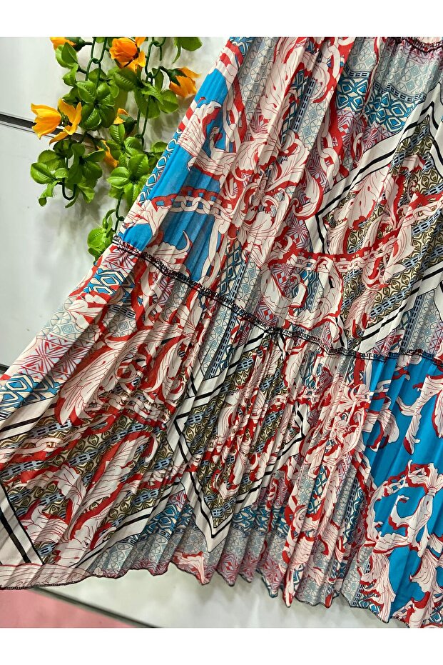 Patterned Chiffon Skirt with Lining - 2