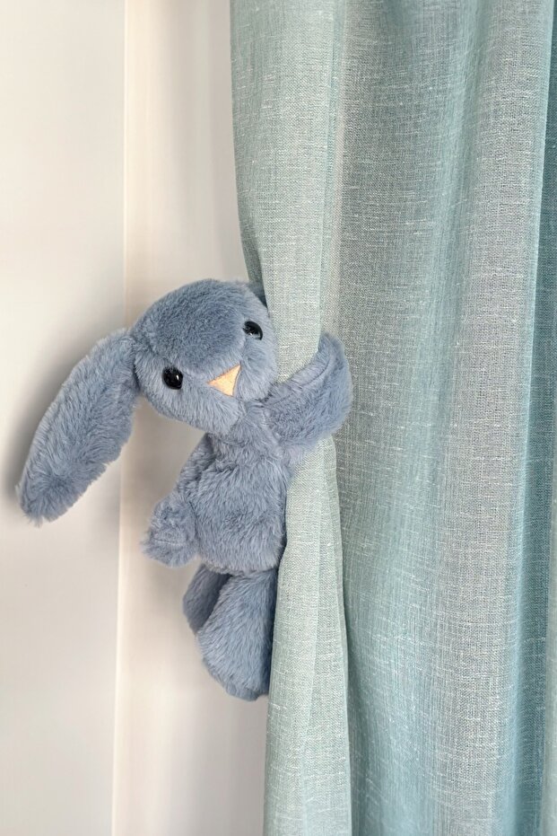 Hugging Rabbit Ultra Soft Plush (Curtain Accessory) - Indigo Blue - 4