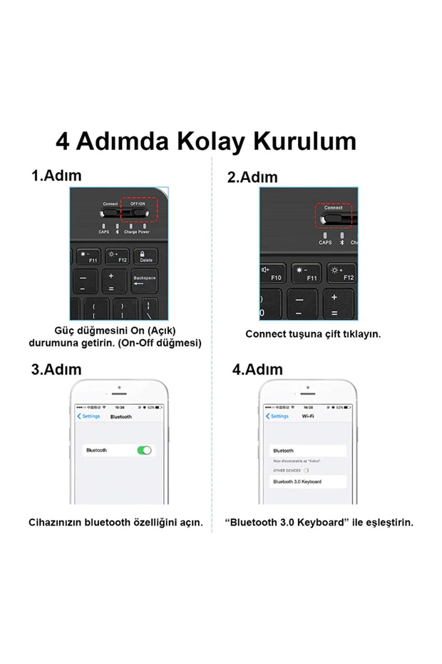 Samsung Galaxy Tab A9 Plus SM-X210 11 '' Macbook Çantası+Türkçe BT Klavye+Mouse+Stand Beyaz AL5164 - 6