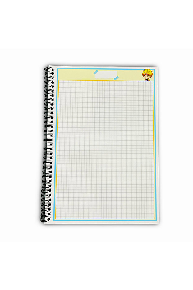 Demon Slayer Zenitsu Checkered A4 School Notebook 72 Sheets Model 3 - 5