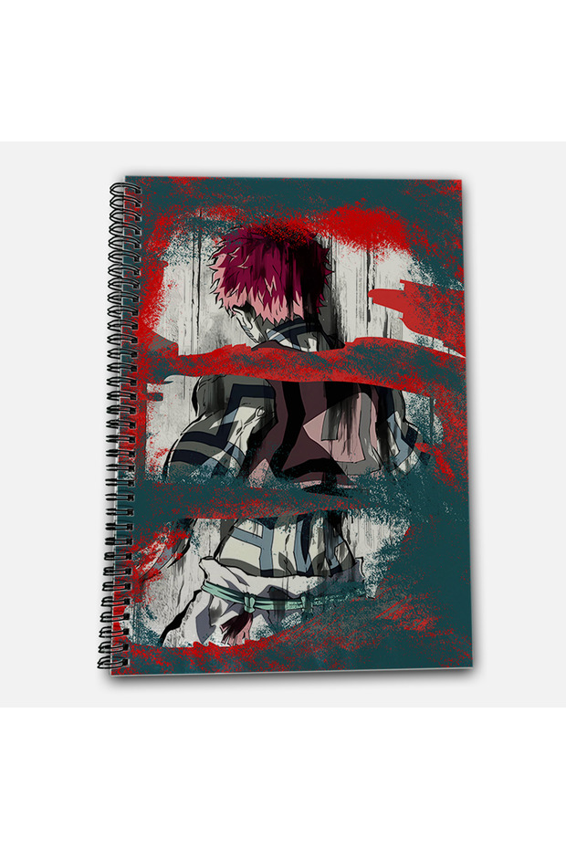 Demon Slayer Akaza Striped A4 School Notebook 72 Sheets Model 2 - 2