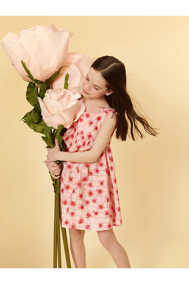 Bisiklet Yaka Kız Çocuk Krinkle Elbise - 6