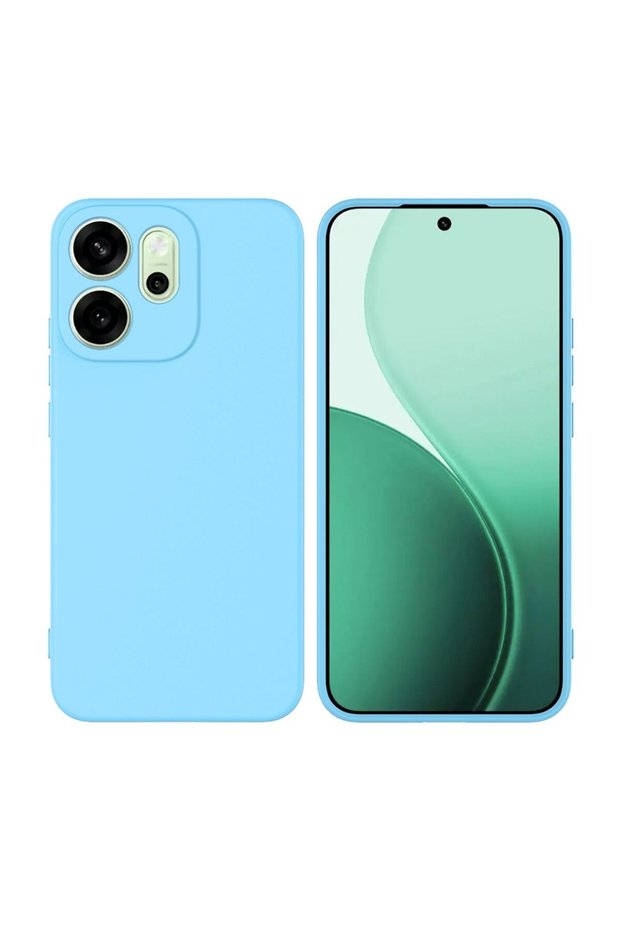 Oppo Reno 14F Compatible Silicone Case - Flexible Pastel Color Cover with Camera Protection - Blue