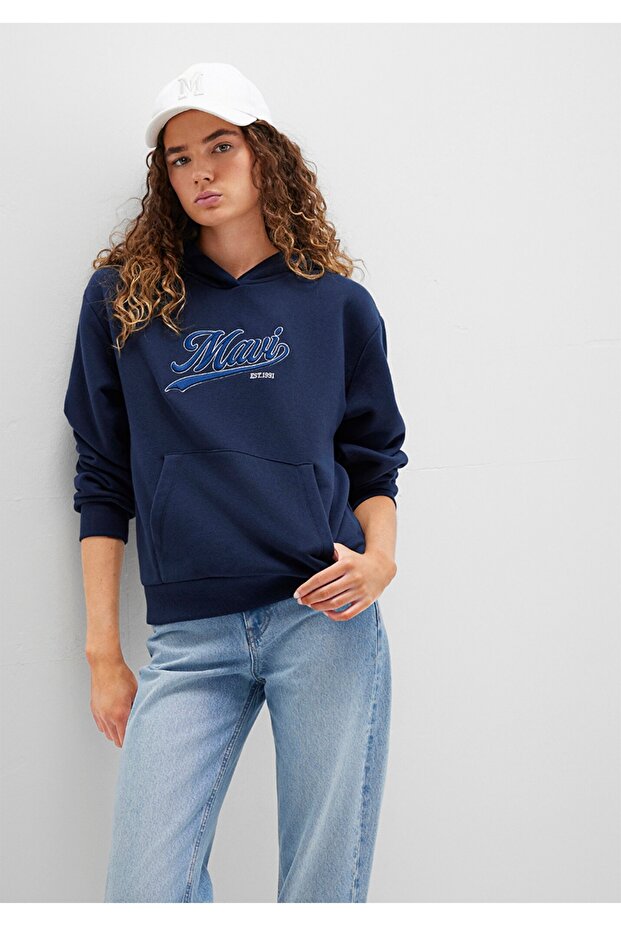 logo baskılı regular fit kapüşonlu sweatshirt - 1