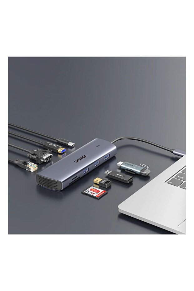 موزع USB-C 9 في 1 مع شاشة مزدوجة وقارئ بطاقات مزدوج وتقنية PD بقوة 100 واط | D1113A - 5