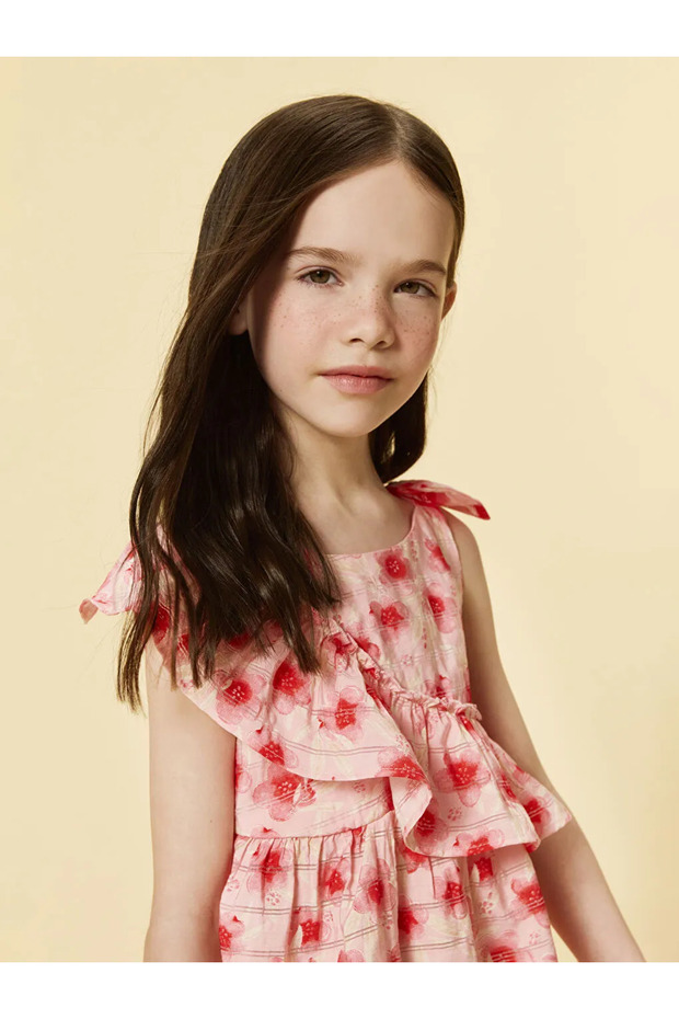 Bisiklet Yaka Kız Çocuk Krinkle Elbise - 2