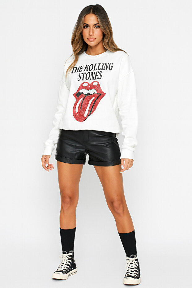 Kadın Giyim Deri Görünümlü Siyah Şort Yüksek Bel - 1