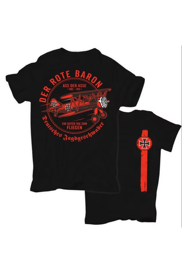 تي شيرت رجالي من القطن مطبوع عليه Red Baron
