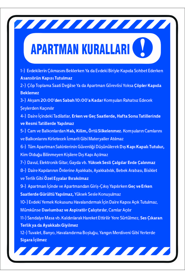 Apartment Rules Sign 35X25 cm Uv Printing Door Wall Warning Sign