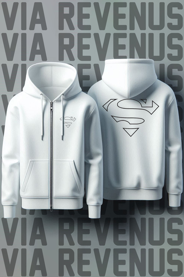 Front and Back Printed Unisex Zippered Hooded Sweatshirt Cardigan