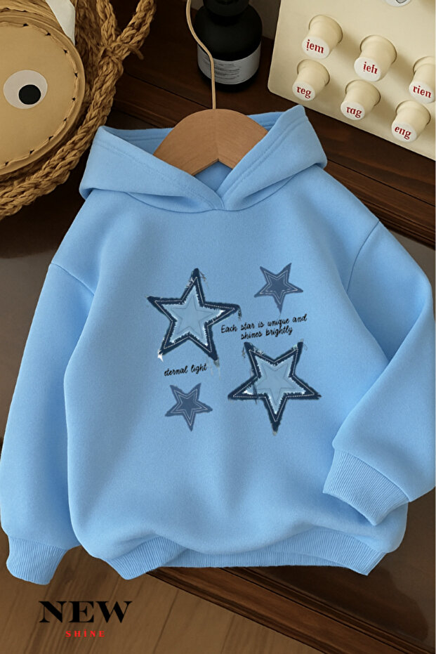 Star Printed Children's Hooded Sweatshirt