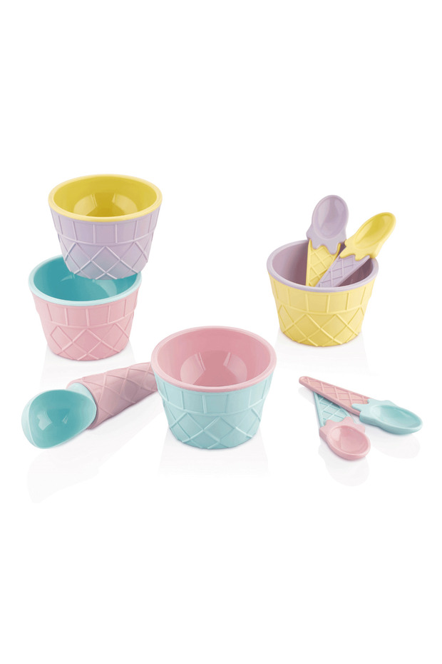 Ice Cream Set Ice Cream Presentation Set 3 Pieces Spoons 3 Pieces Bowls Set Qlux Bpa Free Ice Cream Set