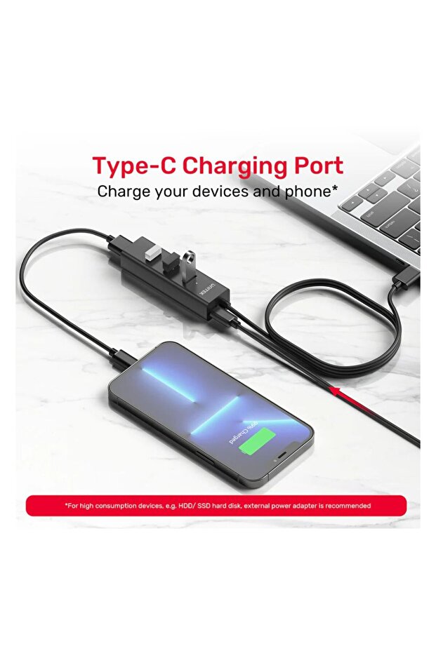 4-in-1 USB-A Hub with USB-C Power | Y-3089V - 6