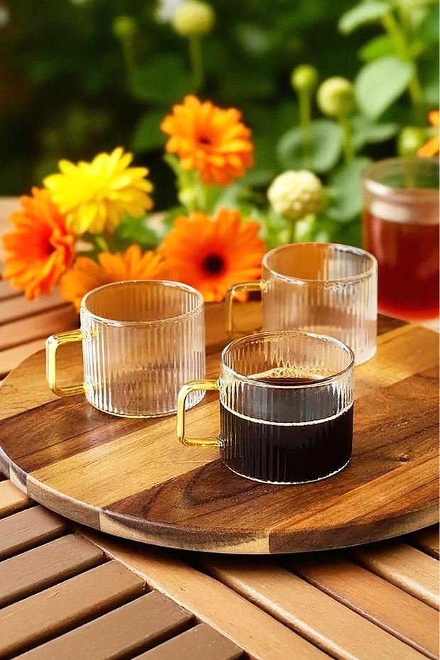Clavera 6’lı Kulplu Cam Çay Kahve Espresso Bardak Fincan Seti 150 ml - 2