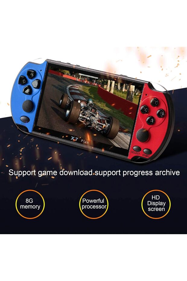 X7 Plus 5.1" Handheld Game Console with 1000+ Built-in Games, Dual Joysticks, 8GB Storage, MP5 Playe - 4