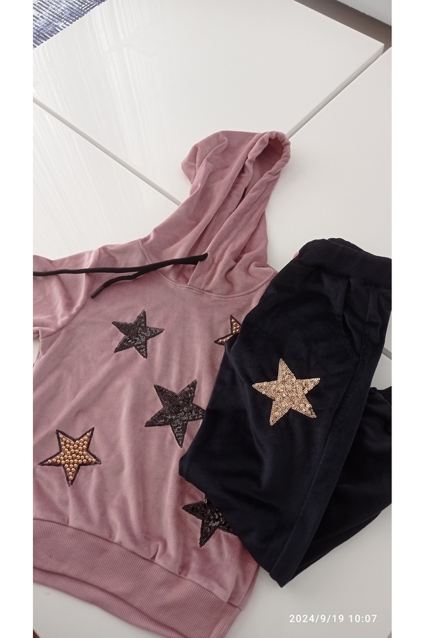 İŞLEMELİ KADİFE EŞOFMAN TAKIMI - 1