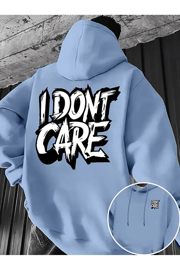 Unisex I Don'T Care Printed 3-Yarn Hooded Sweatshirt