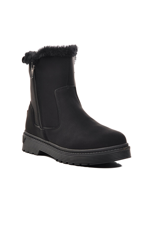 Black-Emerald Zippered Fleece Women's Boots 23003 Z