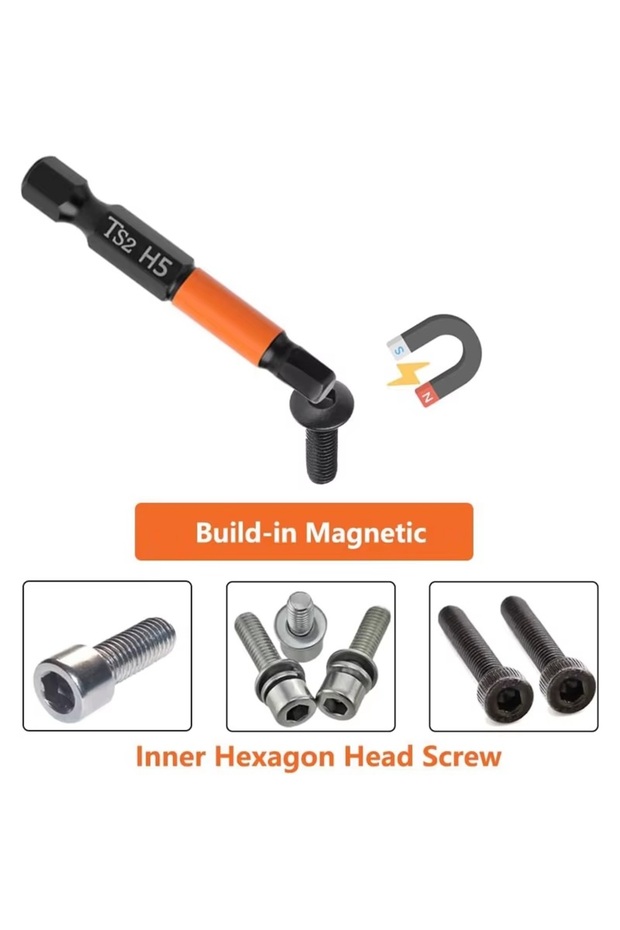 Alyan anahtar Set Hex Bits uç takımı Manyetik uzatma Adaptörlü 12 Parçalı Set - 7