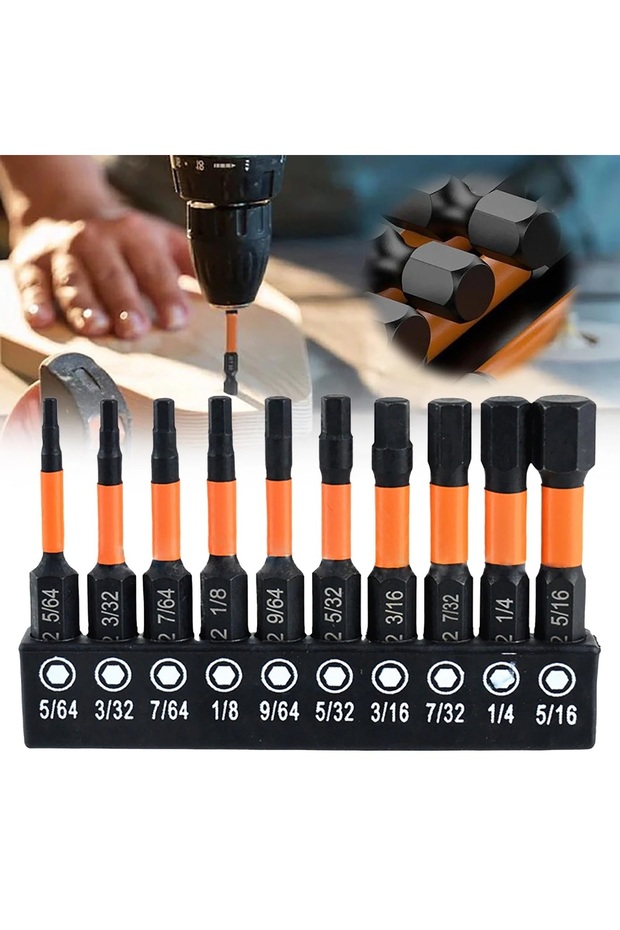 Alyan anahtar Set Hex Bits uç takımı Manyetik uzatma Adaptörlü 12 Parçalı Set - 6
