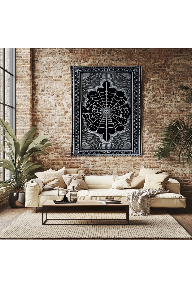Örümcek Ağı Gotik Desenli Duvar Örtüsü Duvar Halısı Wall Tapestry - 2