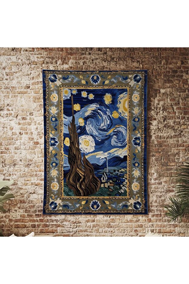 Van Gogh Yıldızlı Geceler Tablo Desenli Duvar Örtüsü Duvar Halısı Wall Tapestry - 1