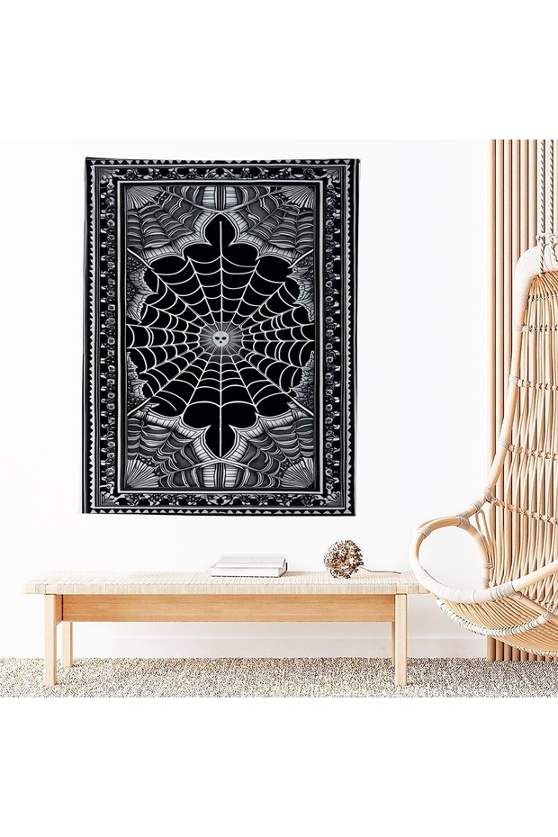 Örümcek Ağı Gotik Desenli Duvar Örtüsü Duvar Halısı Wall Tapestry - 6