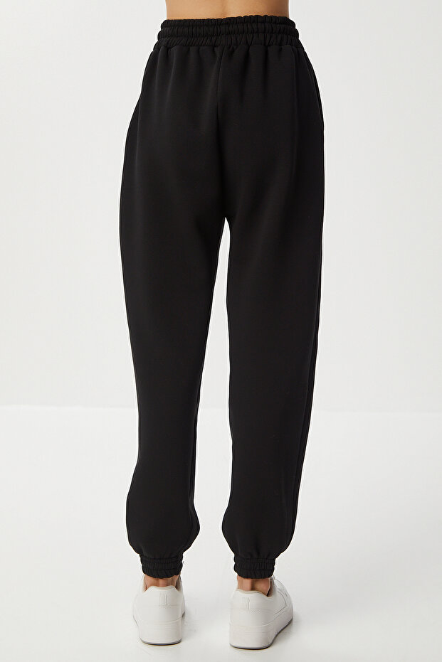 Şardonlu Jogger Örme Eşofman Altı LCR0099 SİYAH - 5