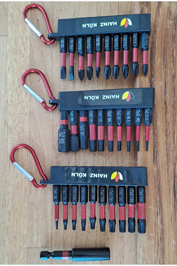 34 Parça Manyetik Hex Bits uç takımı Yıldız Alyan Düz bits Yıldız Bits Yıldız Alyan uzatma Adaptörlü - 4
