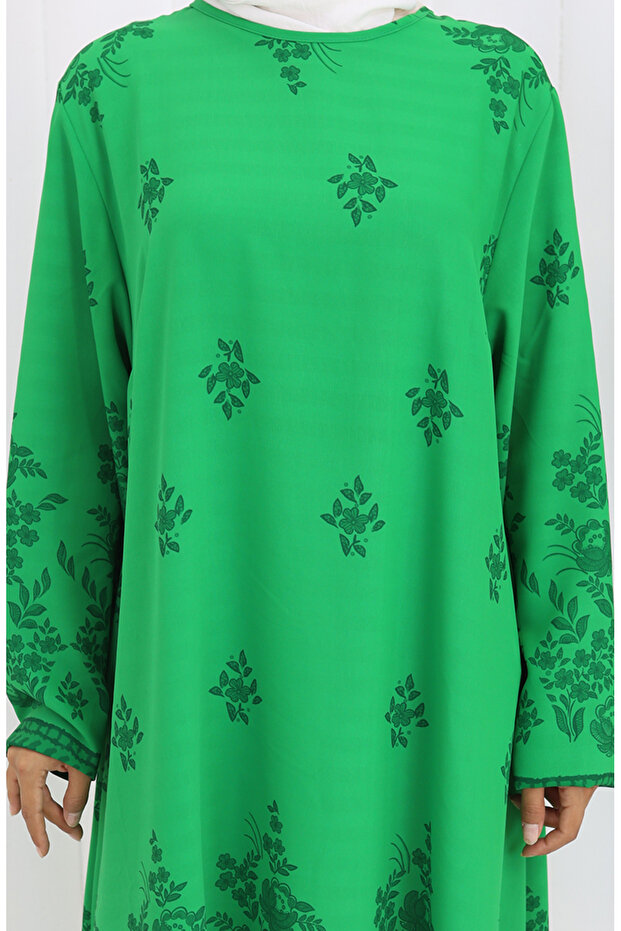 Patterned Tunic 1012-08 Emerald Green - 4