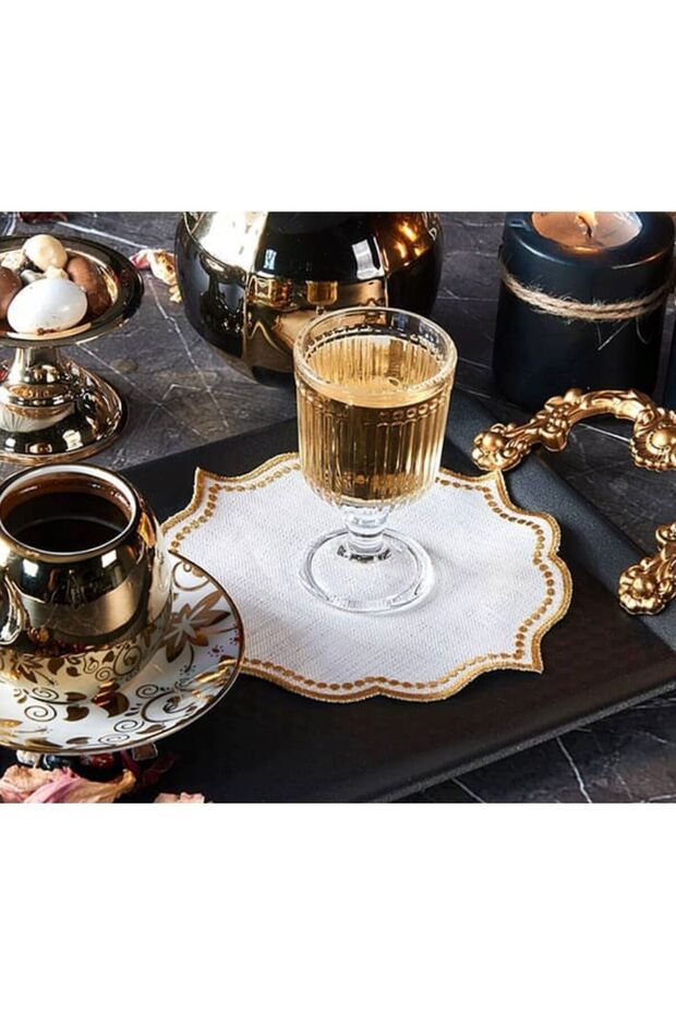 Cocktail Napkin Carved 6-Piece Gold