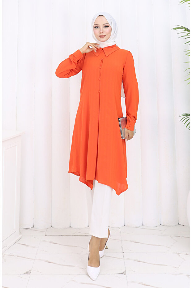 تونيك بأزرار 1102-06 برتقالي - 1
