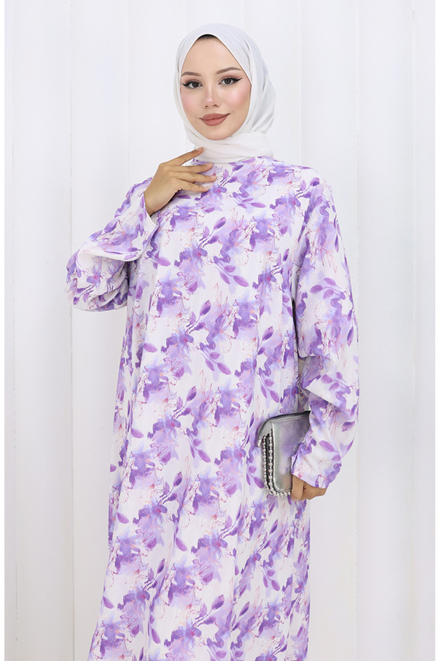 تونيك كريب منقوش 1014-02 أرجواني - 3