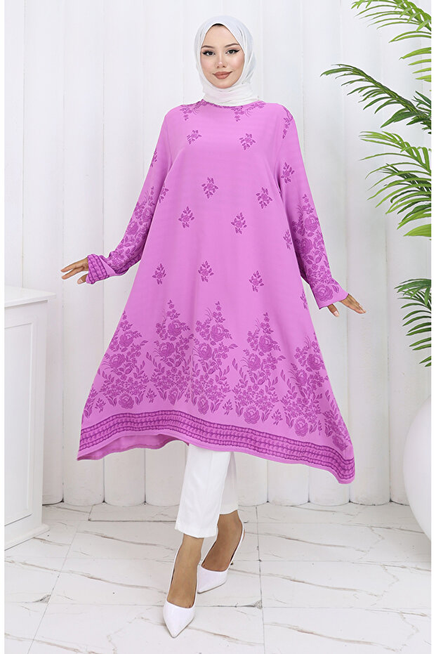 Patterned Tunic 1012-07 Dusty Rose - 1